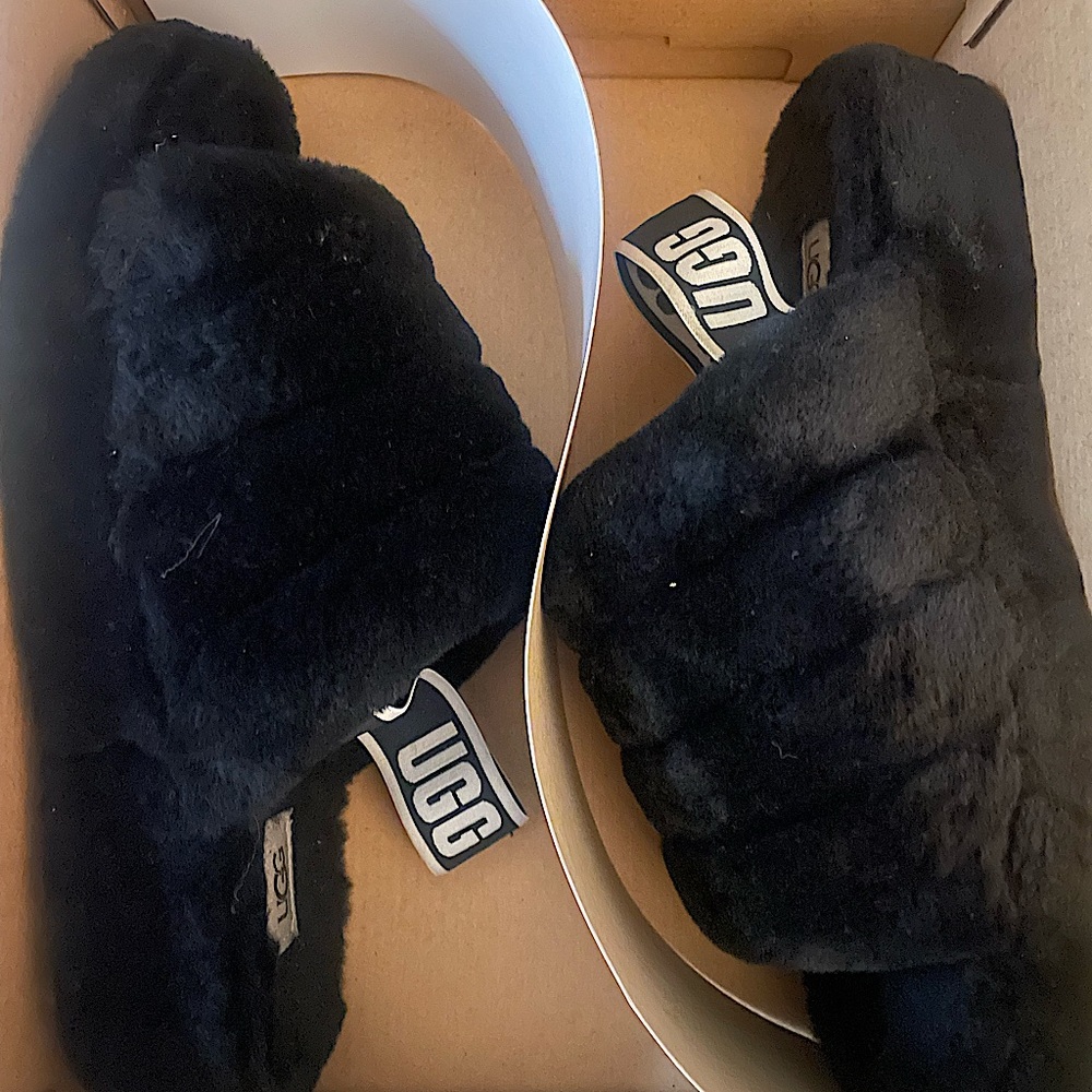 Black Ugg slides